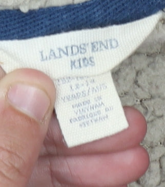 Lands' End Boys Red & Blue Striped Full Zip Hoodie - 4-5 Years