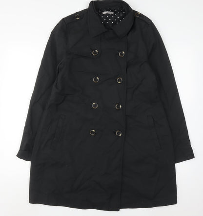 Womens UK Size 14 TEX Black Trench Coat