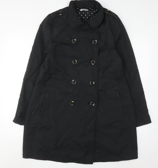 Womens UK Size 14 TEX Black Trench Coat