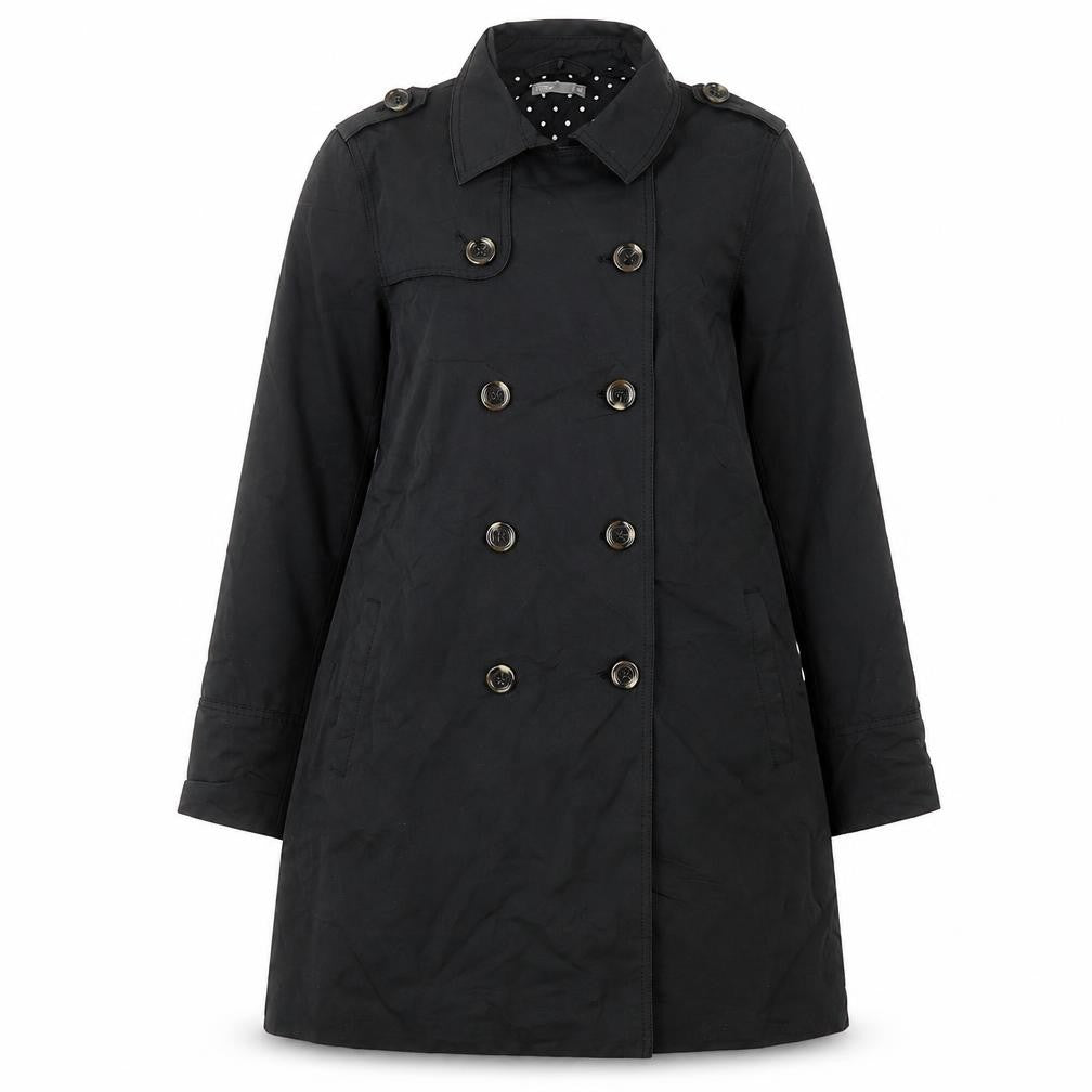 Womens UK Size 14 TEX Black Trench Coat