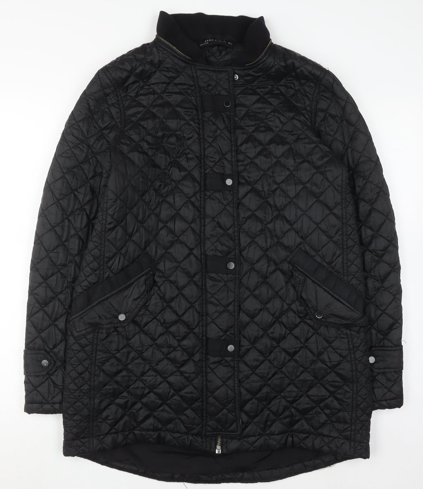 Womens UK Size 12 Zara Black Quilted Coat