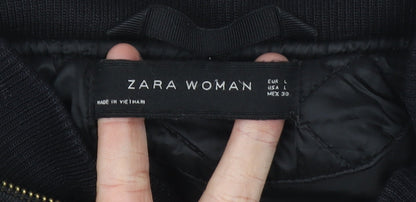 Womens UK Size 12 Zara Black Quilted Coat