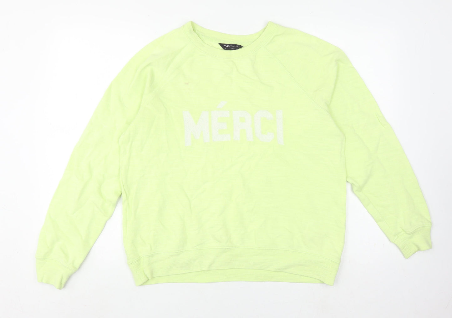 Marks and Spencer Green Women's Pullover Sweatshirt - Size 12