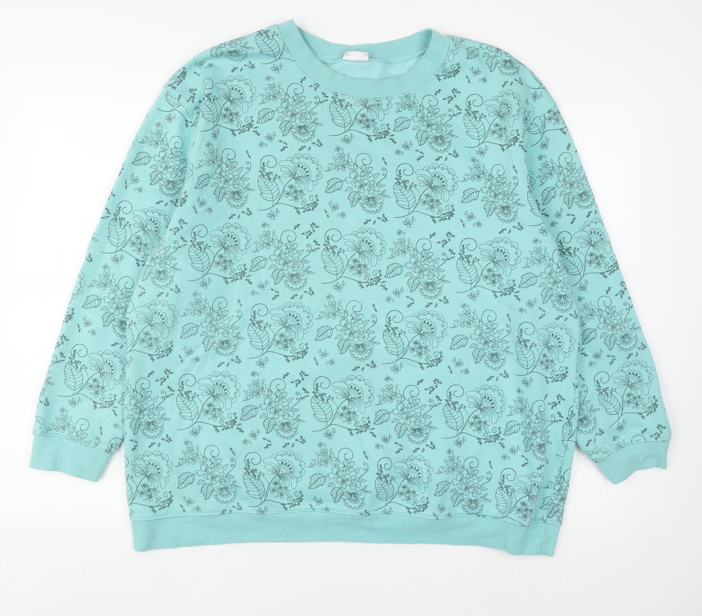 Damart Women's XL Blue Floral Pullover Sweatshirt