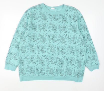Damart Women's XL Blue Floral Pullover Sweatshirt