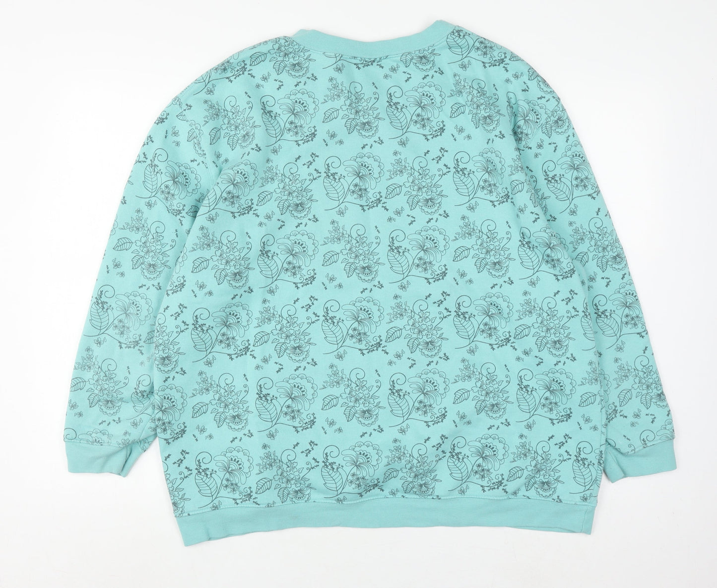 Damart Women's XL Blue Floral Pullover Sweatshirt