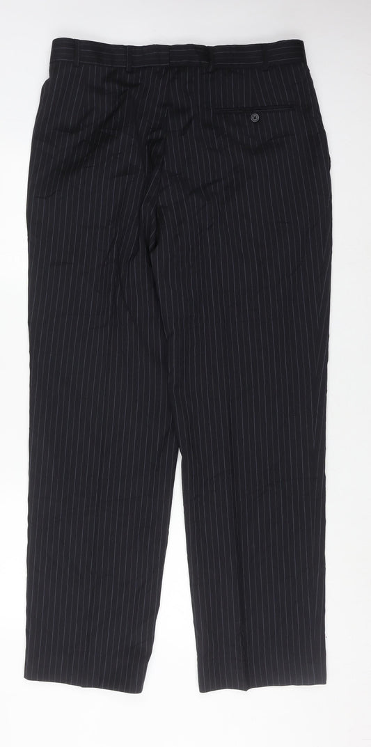 Jaeger Men's Black Striped Trousers 36R Formal