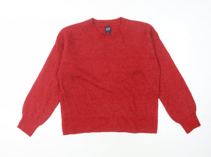 GAP Women's Red Chunky-Knit Pullover Jumper M