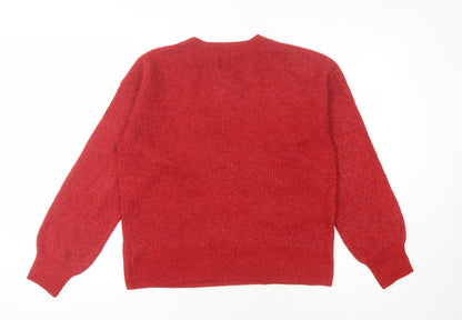 GAP Women's Red Chunky-Knit Pullover Jumper M