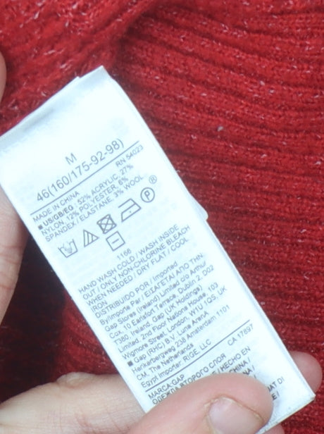 GAP Women's Red Chunky-Knit Pullover Jumper M