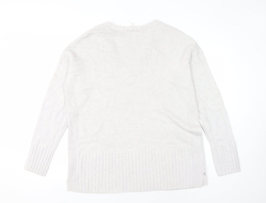 EAST Women's Ivory V-Neck Pullover Jumper L