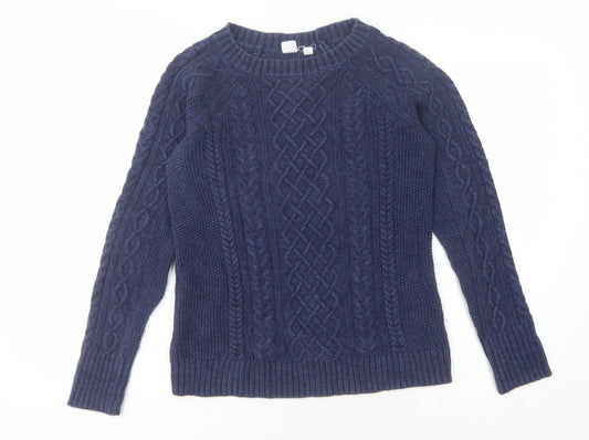 Gap Women's Blue Cable Knit Pullover Jumper M
