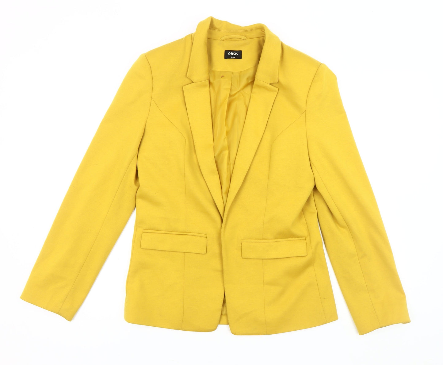 Oasis Women's Yellow Blazer Size 12, Lined, Notch Lapel