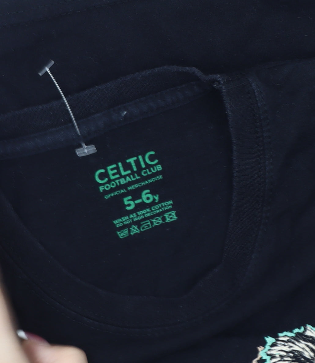 Celtic FC Boys Black Anime Football T-Shirt 5-6 Years