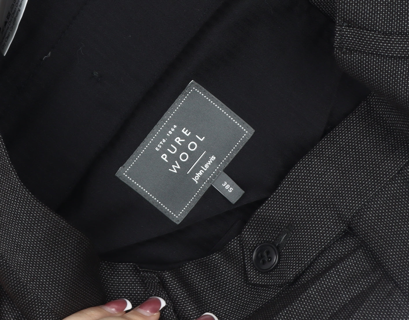 John Lewis Men's Black Wool Trousers 38S