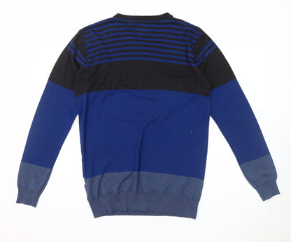 Lee Cooper Mens Blue Striped Pullover Jumper L