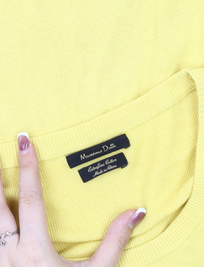 Womens UK Size L Massimo Dutti Yellow Pullover Jumper