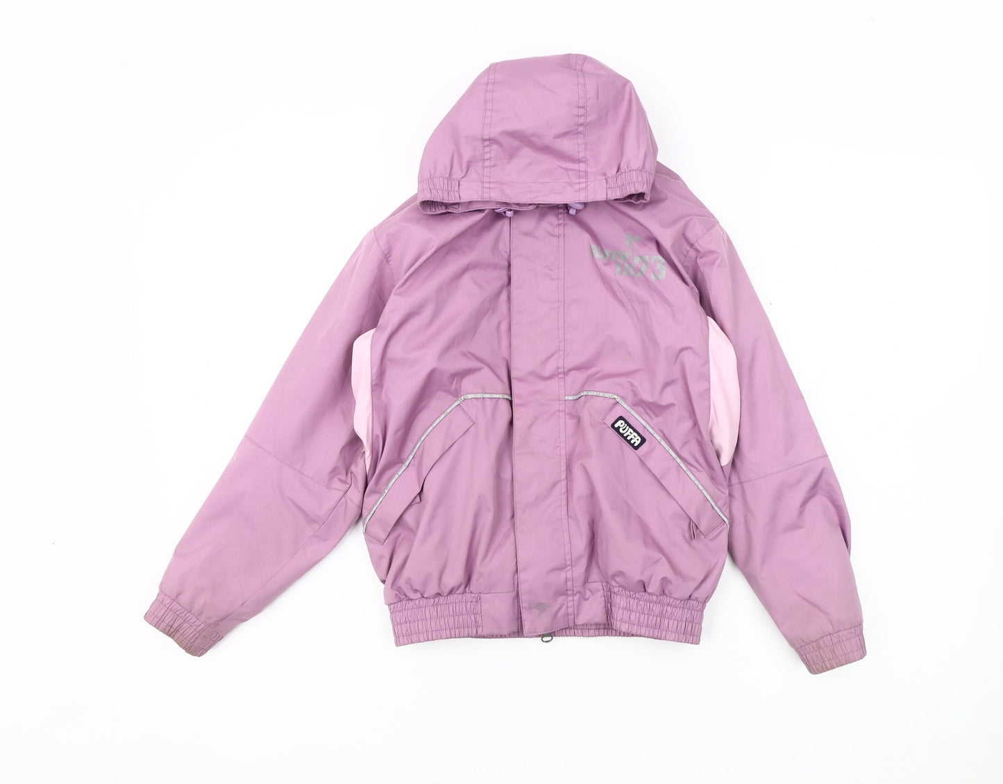 PUFFA Girls Purple Puffer Jacket Age 6-7 Hooded Zip Casual