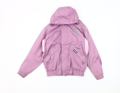 PUFFA Girls Purple Puffer Jacket Age 6-7 Hooded Zip Casual