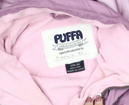 PUFFA Girls Purple Puffer Jacket Age 6-7 Hooded Zip Casual