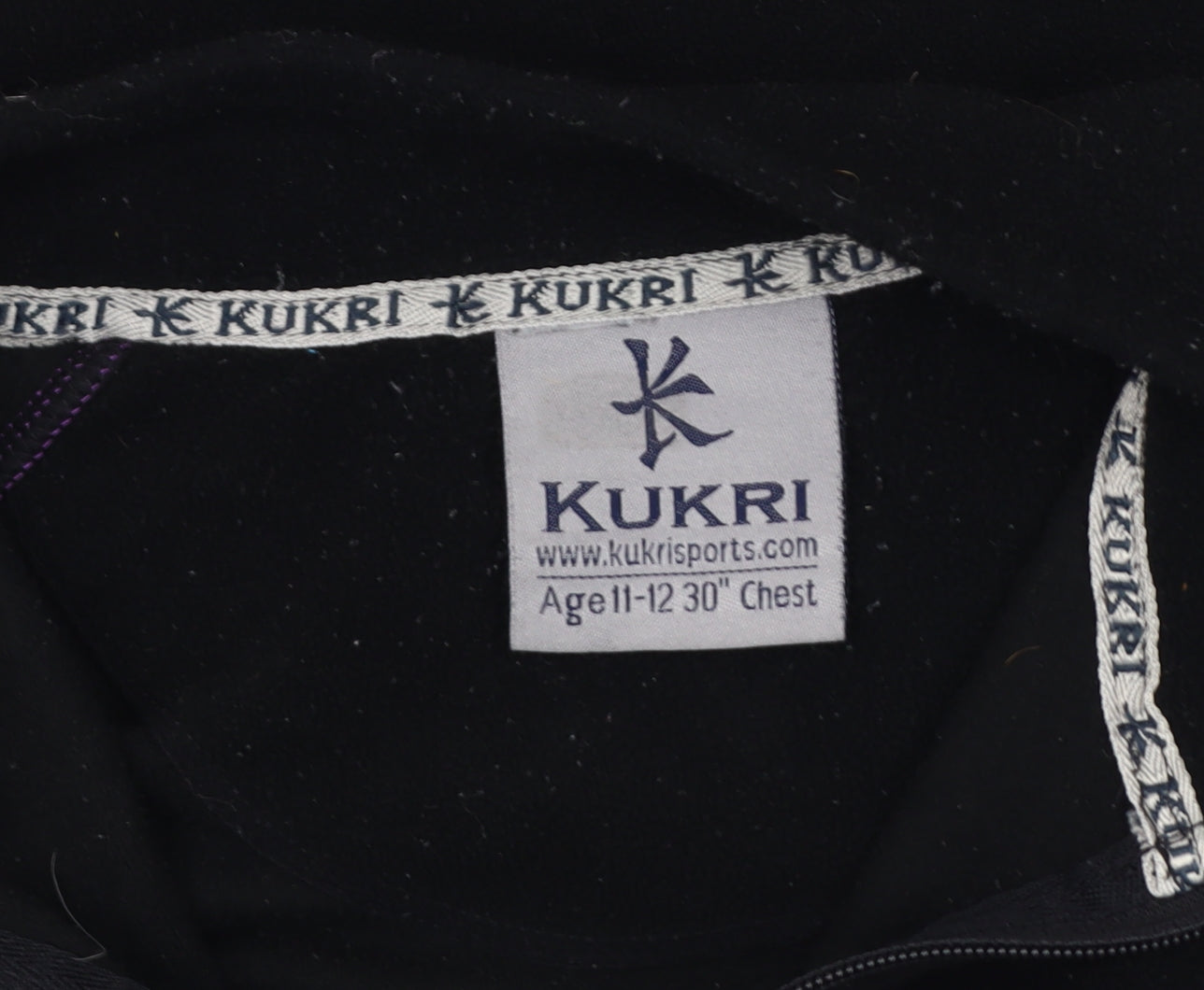 Kukri Boys Black Fleece 1/4 Zip Hoodie Age 11-12 Years