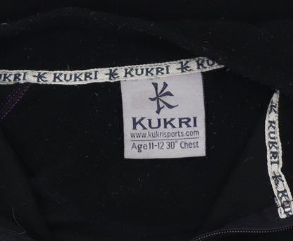 Kukri Boys Black Fleece 1/4 Zip Hoodie Age 11-12 Years