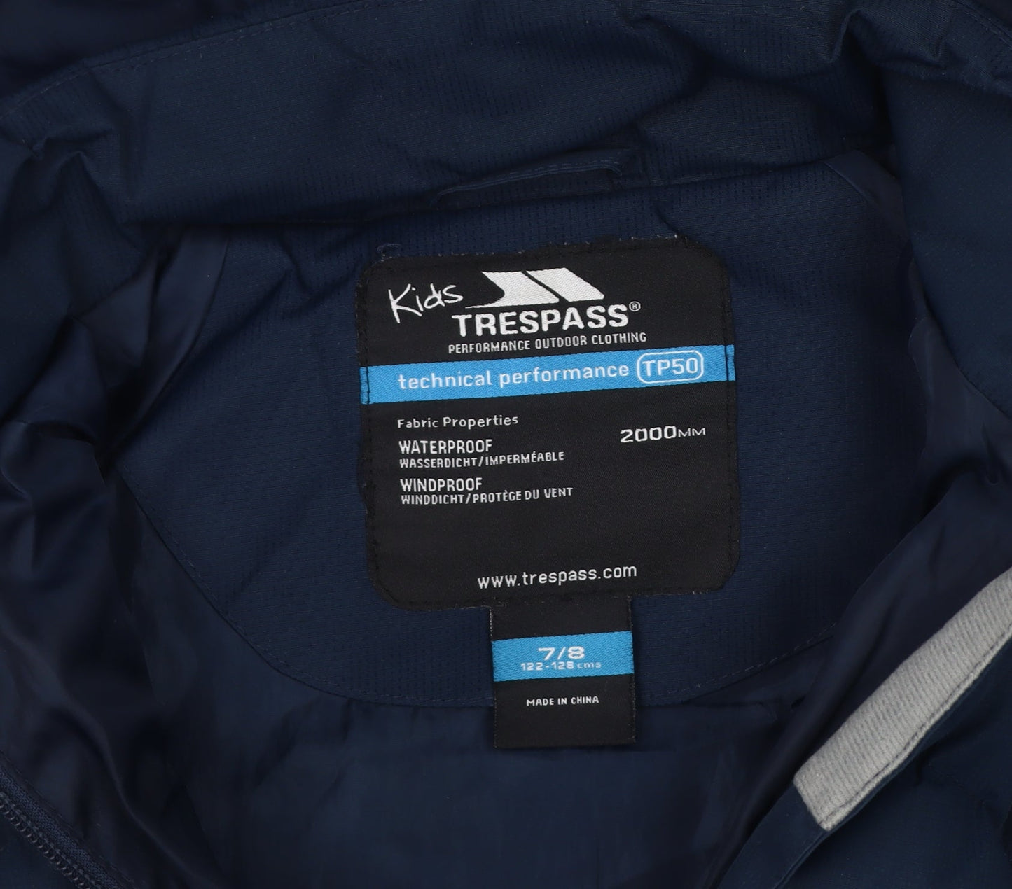 Trespass Boys Blue Puffer Jacket 7-8 Years Waterproof