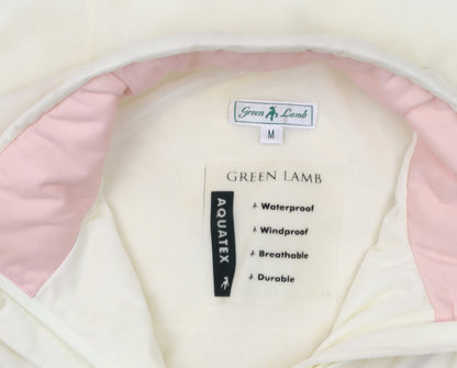 Womens UK Size M Green Lamb Ivory Windbreaker Coat
