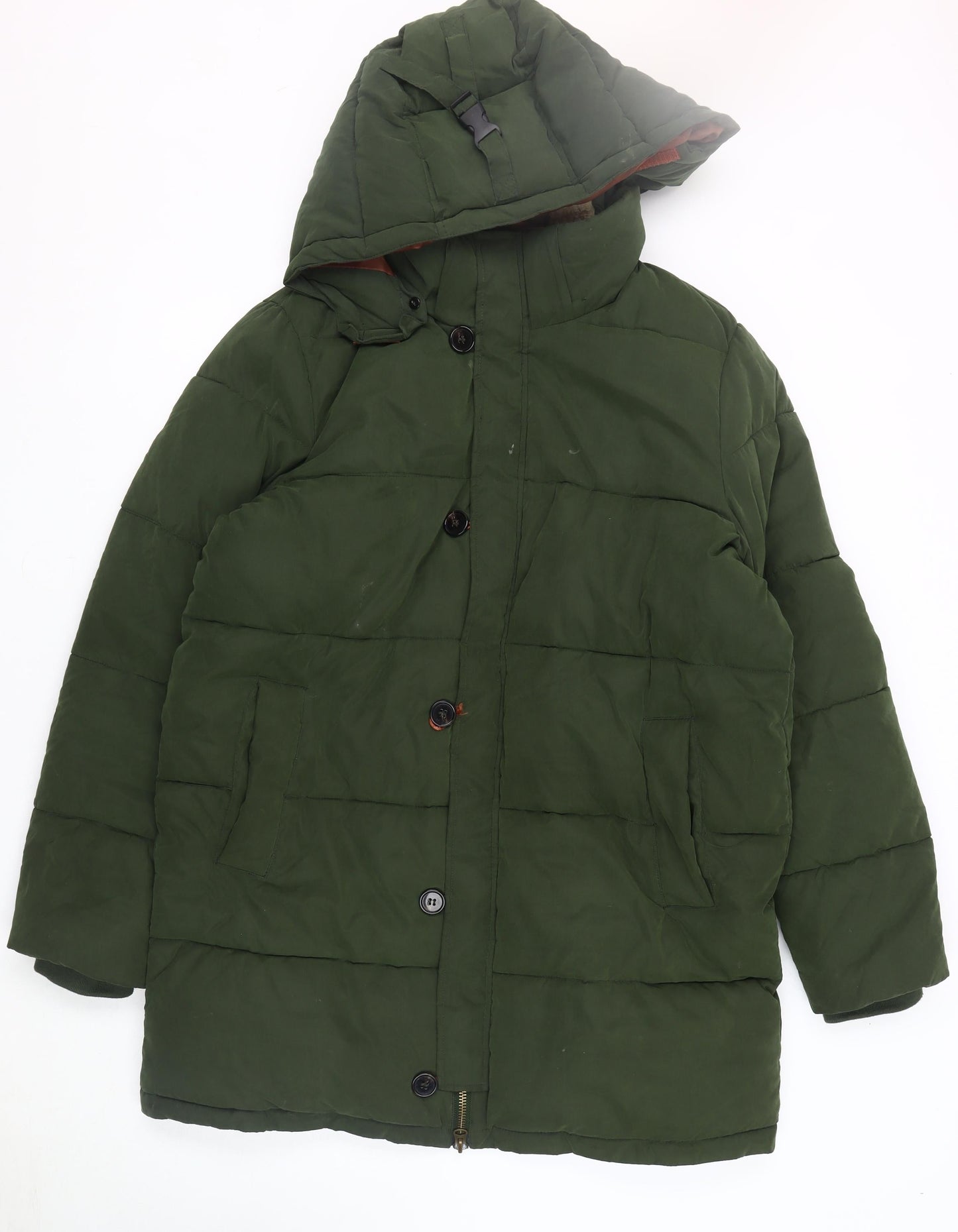 White Stuff Men's Green Puffer Jacket with Hood L