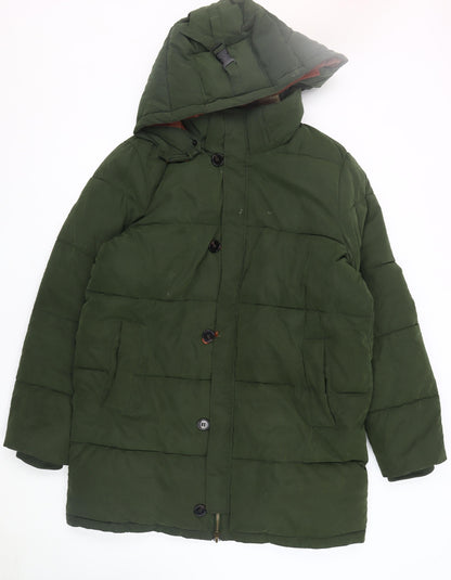 White Stuff Men's Green Puffer Jacket with Hood L