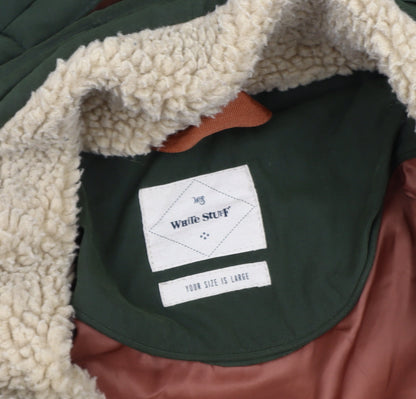 White Stuff Men's Green Puffer Jacket with Hood L