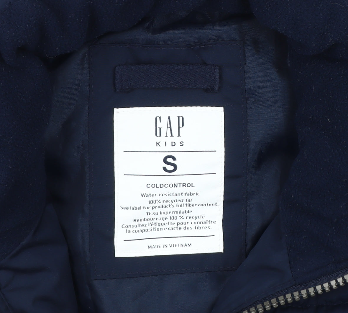 GAP Boys Blue Puffer Jacket S Winter Water Resistant