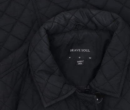 Womens UK Size 12 Brave Soul Black Quilted Coat
