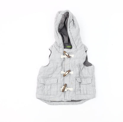 Baby Gap Grey Duffle Coat Unisex 12-18 Months with Hood