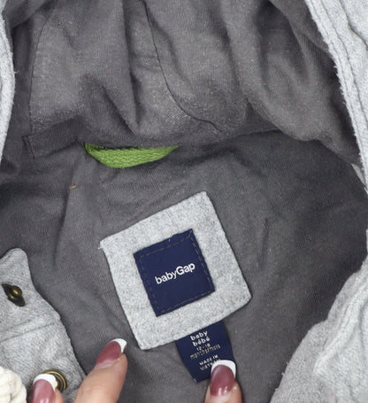 Baby Gap Grey Duffle Coat Unisex 12-18 Months with Hood