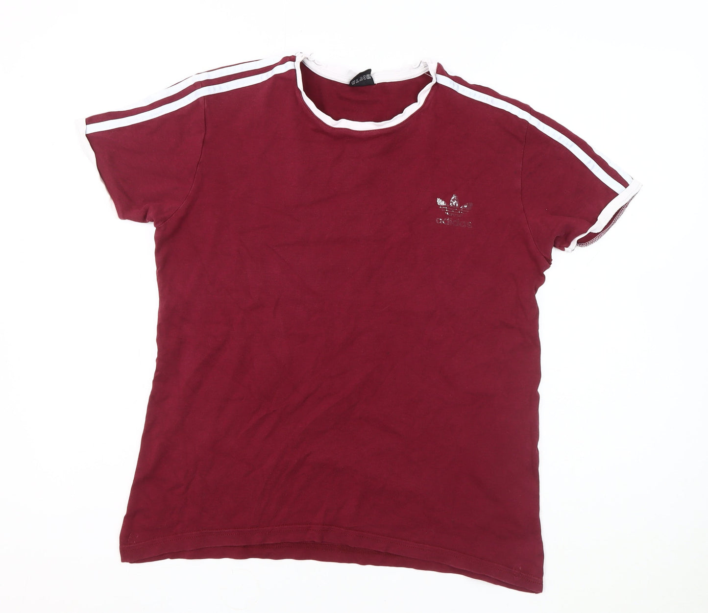 adidas Men's Red Crew Neck Logo T-Shirt Size M