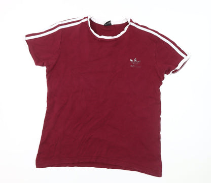 adidas Men's Red Crew Neck Logo T-Shirt Size M