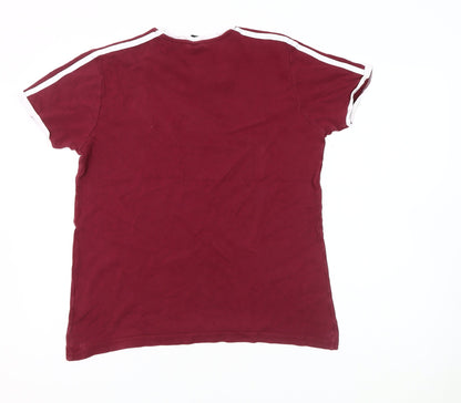 adidas Men's Red Crew Neck Logo T-Shirt Size M