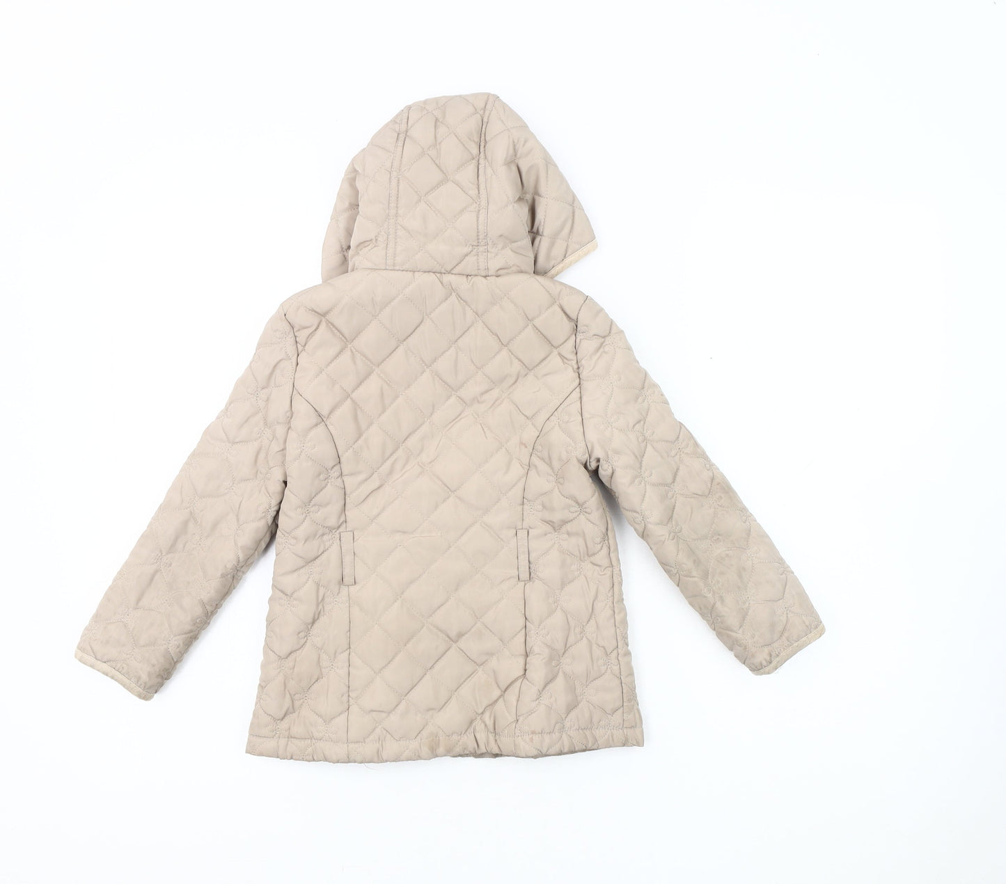 Jasper Conran Girls Beige Quilted Hooded Coat, Size 4-5