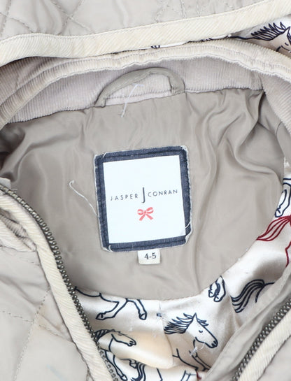 Jasper Conran Girls Beige Quilted Hooded Coat, Size 4-5
