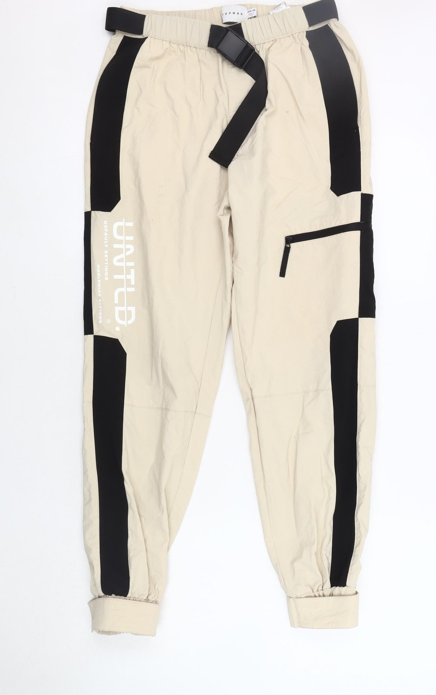 Topman Men Beige Cargo Trousers Size 28