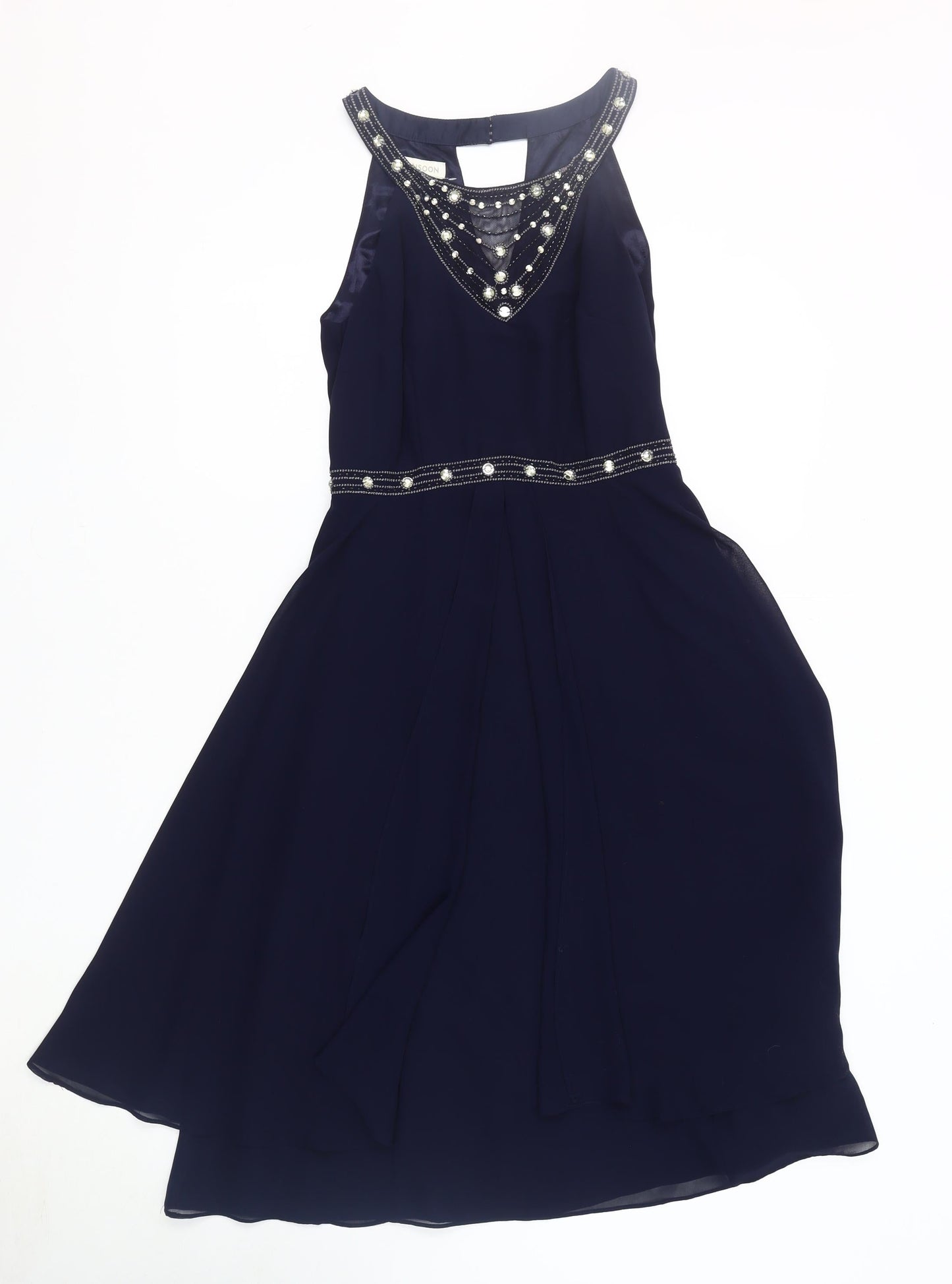 Monsoon Women's Blue Beaded Cocktail Dress Size 8