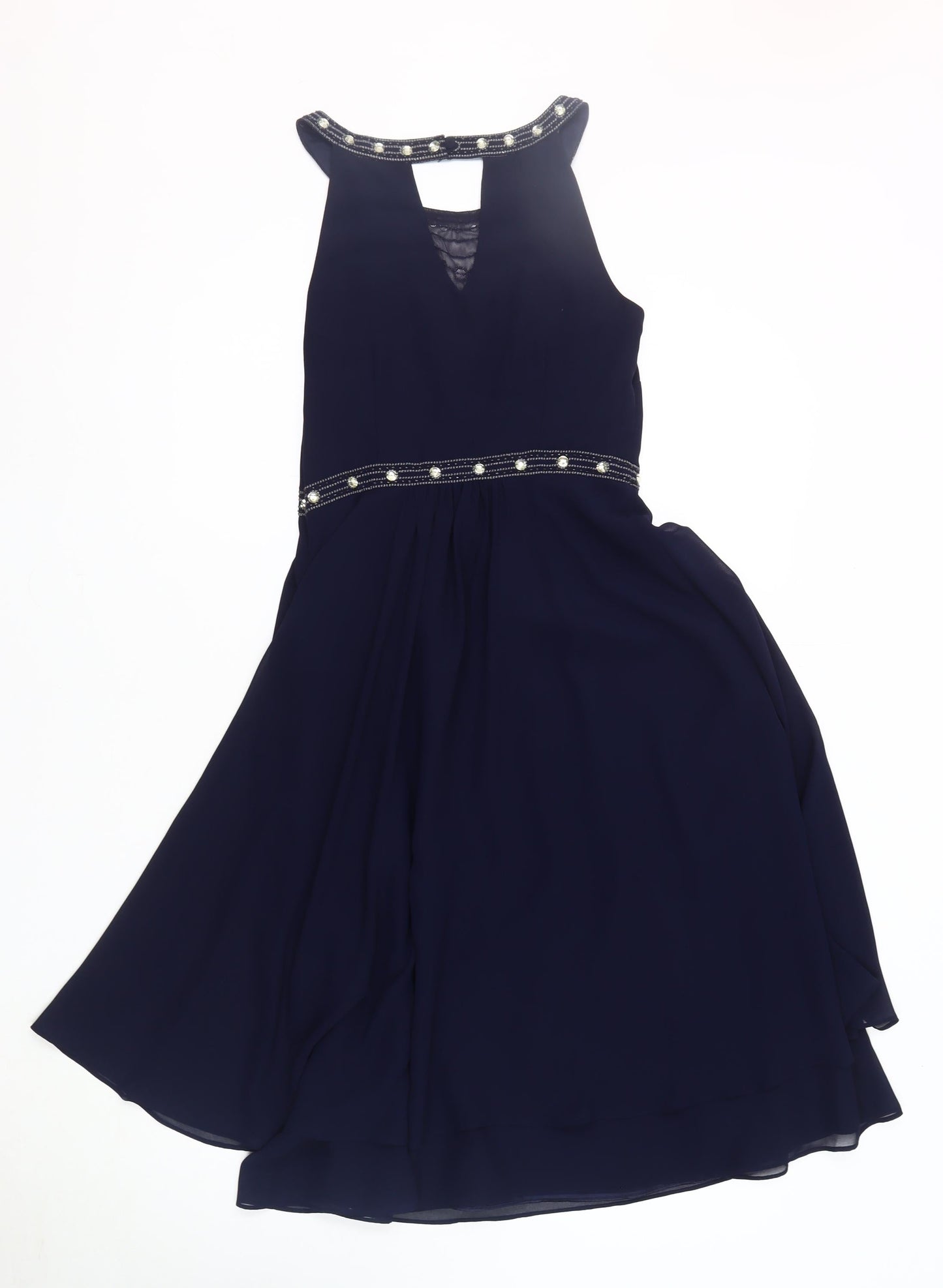 Monsoon Women's Blue Beaded Cocktail Dress Size 8