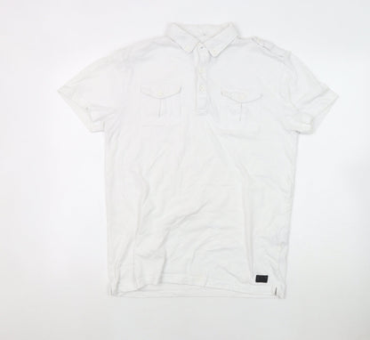 Firetrap Men's White Polo Shirt M Short Sleeve