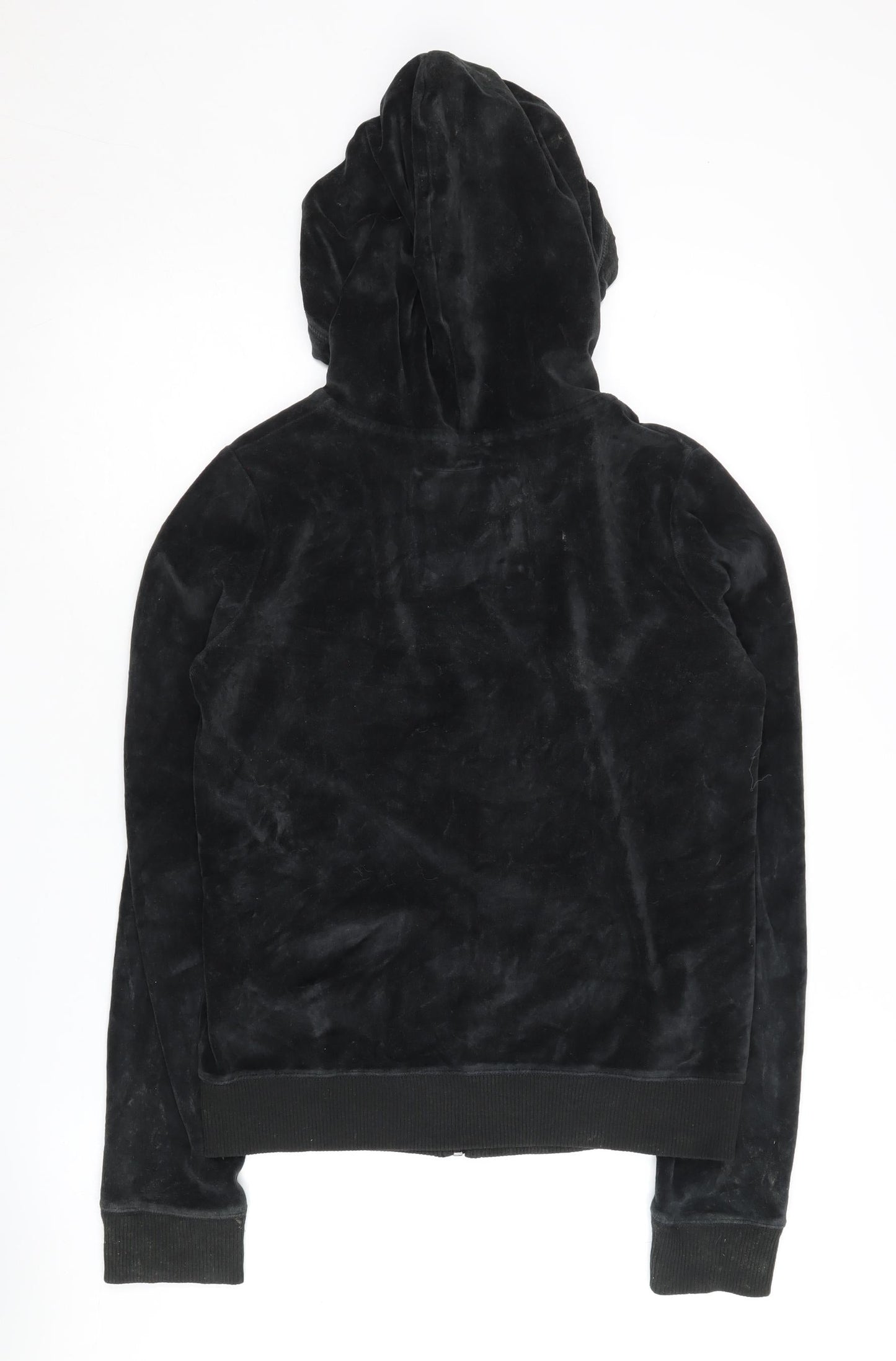 Hollister Women's Black Velour Full Zip Hoodie L