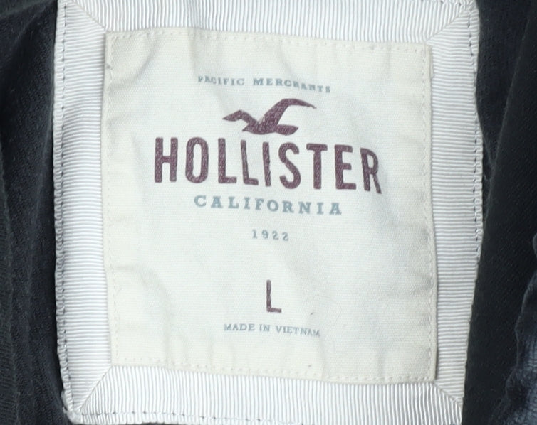 Hollister Women's Black Velour Full Zip Hoodie L