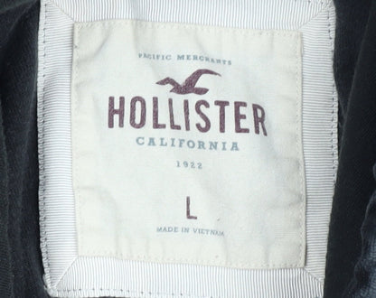 Hollister Women's Black Velour Full Zip Hoodie L