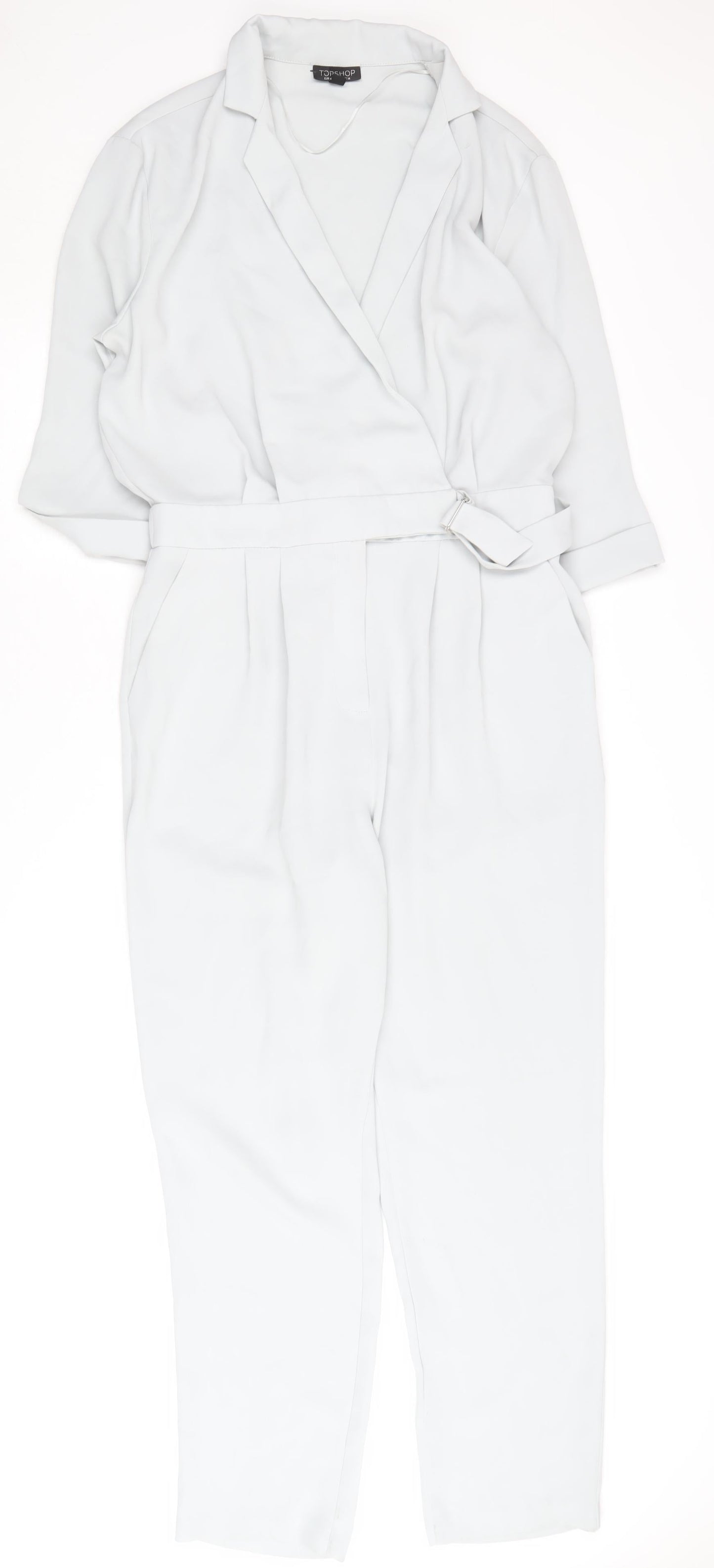 Topshop Women’s White Belted Jumpsuit Size 14