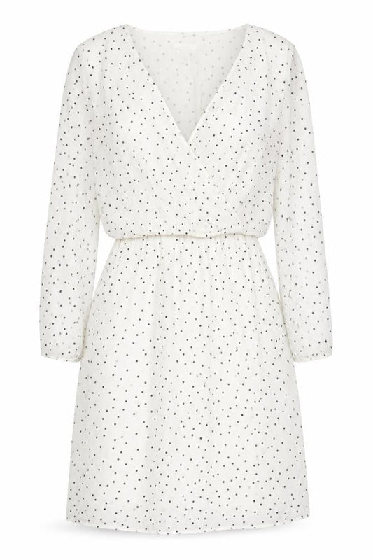 Front view of H&M Maternity White Polka Dot Wrap Dress M
