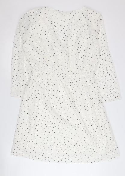 H&M Maternity White Polka Dot Wrap Dress M